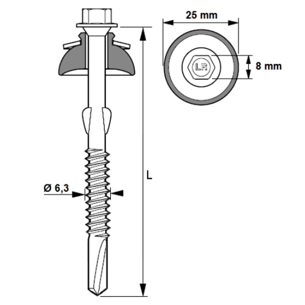 Vis Autoperceuses à Ailettes Pour Plaque Fibre-ciment Sur IPN - Monovis TH8 - 6,3 X 110 Mm - Boîte De 200 – Image 2