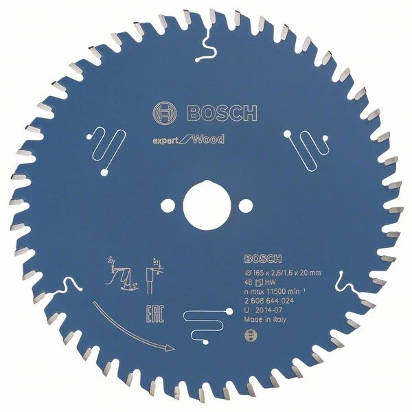 Lame De Scie Circulaire Bosch Expert For Wood 165 X 20 X 2,6 Mm 48 Dents
