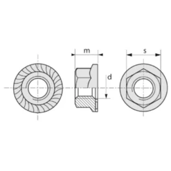 Écrou Hexagonal à Embase Crantée - Acier Zingué CL8 DIN6923 - M8 - Boîte De 200