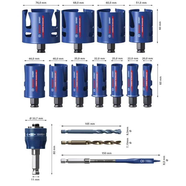 Coffret De 11 Scies Trépans Matériaux De Construction Expert Bosch – Image 2