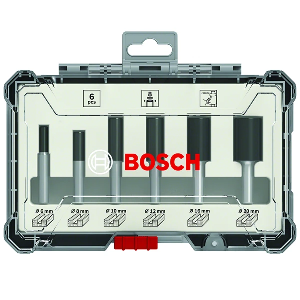Fraise Droite à Rainurer Bosch Queue 6 Mm Diamètre 6 à 20 Mm Coffret 6 – Image 2