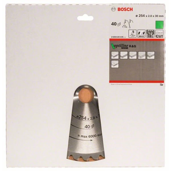 Lame Scie Circulaire Bosch Optiline Wood ⌀ 254 Mm Alésage 30 Mm 40 Dents – Image 2
