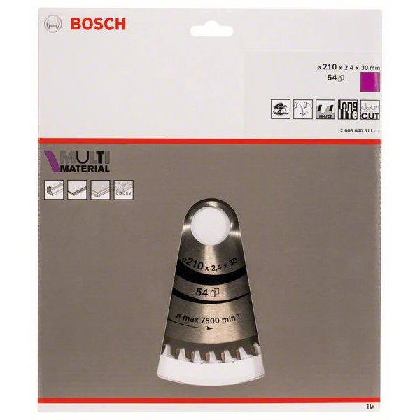 Lame Scie Circulaire Bosch Multi-matériaux 210 Mm Alésage 30 Mm 54 Dents