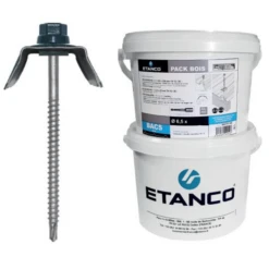 Pack De Fixation Bacs Acier Sur Charpente Bois - 6.5 X 130 Mm - Gris Terre D'ombre RAL 7022 - Seau De 100 Etanco 620683020