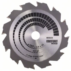 Lame Scie Circulaire Bois Bosch Construct Wood 160 Mm X 20 Mm 12 Dents