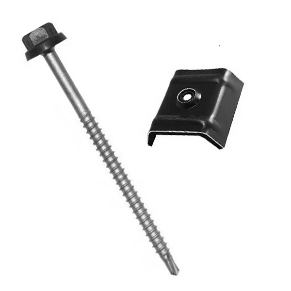 Fixations Bacs Acier Sur Charpente Bois - Zacrovis + Cavalier - 6.5 X 100 Mm - Gris Anthracite - RAL 7016 - BoĂźte De 100 Etanco 603084236 â Image 2