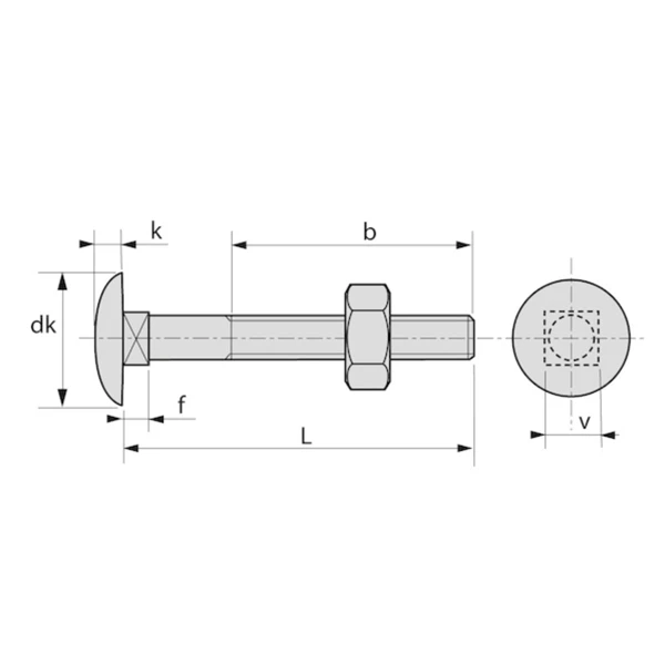 Boîte De 50 Boulons TRCC M12x45 - Acier Zingué – Image 2