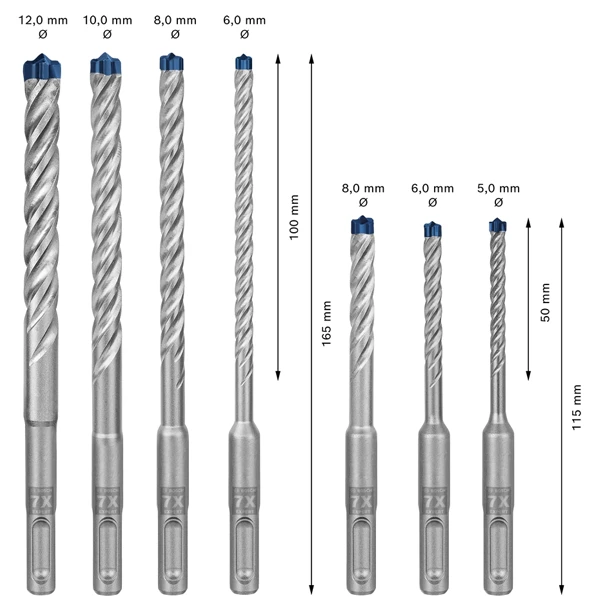 Coffret De 7 Forets Béton Armé Expert SDS Plus-7X - Bosch - 5 à 12 Mm – Image 4