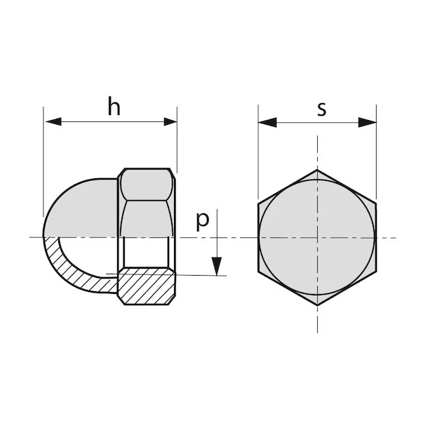 Boîte De 50 écrous Borgnes Monobloc Hexagonal DIN 1587 – Image 2