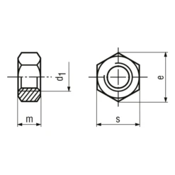 Écrou Hexagonal M6 H8 DIN 934 Diamètre 6 Mm Acier Zingué Bleu X1000