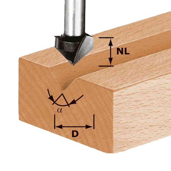 Fraise Rainurer Forme V Festool HW S8 D14/7/90° Queue Ø 8 Mm Angle 90° – Image 2