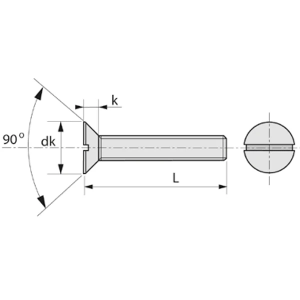 Vis à Métaux à Tête Fraisée Fendue - Filetage Total - Acier Zingué - DIN 963 - M5 X 30 Mm - Boîte De 200 – Image 2