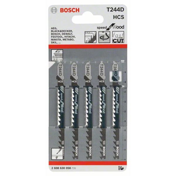 Lame Scie Sauteuse Pour Bois T 244 D Jeu De 5 Lames : Bosch 2608630058 – Image 2
