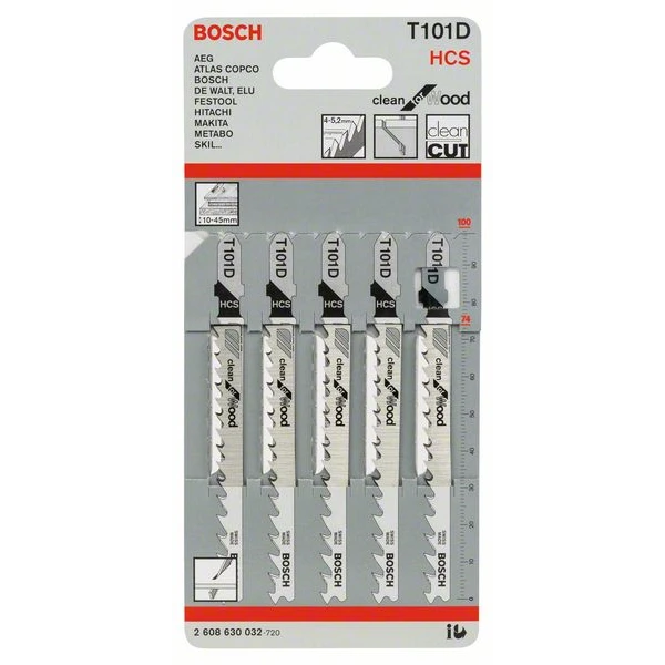 Bosch Jeu De 5 Lames De Scie Sauteuse Pour Bois T 101 D 2608630032