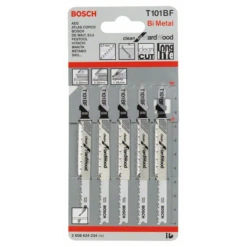 Lame Scie Sauteuse Bois Dur T 101 BF Jeu De 5 Lames : Bosch 2608634234