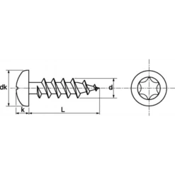 Vis à Bois Tête Cylindrique Large Six Lobes M06x20 Acton 623106X20
