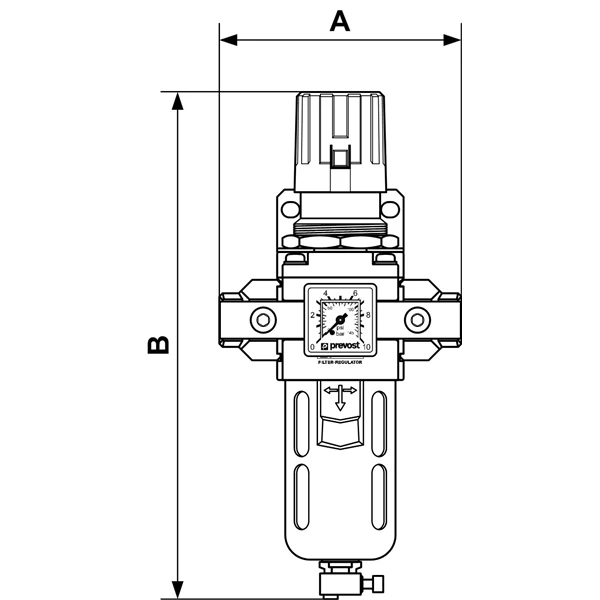 Filtre Régulateur Avec Manomètre Filetage Femelle G1/2 Prevost TMPSM3 – Image 2
