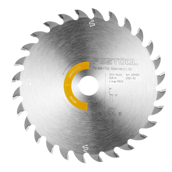 Lame Scie Circulaire Universal Wood Festool HW 160 X 1,8 X 20 W28 Bois â Image 2
