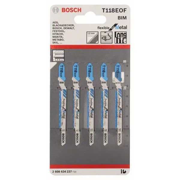 Lame Scie Sauteuse Bosch T 118 EOF Flexible For Metal Jeu De 5 Lames â Image 2