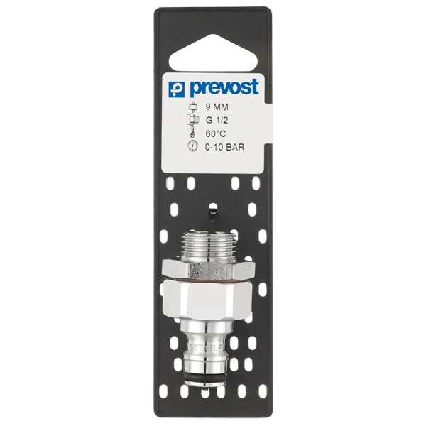 Embout Pour Circuit D'eau Sur Plaque En Laiton Chromé G 1/2 Mâle Prevost ELP096153P
