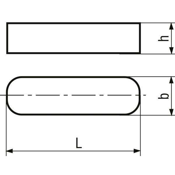 Clavette Parallèle à Bouts Arrondis - Sans Serrage - Acier C45K - 8 X 7 X 14 Mm - Boîte De 100 – Image 3
