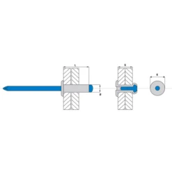Rivet Alu/Acier à Tête Plate - Serrage De 16 à 18 Mm - Diamètre 4.8 Mm - Longueur 22 Mm - Boîte De 250 Scell-It ASD4822