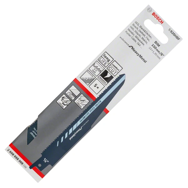 Lame Scie Sabre Métal BIM Bosch S925HBF Endurance Metal 150x22x1,35mm X5 – Image 3