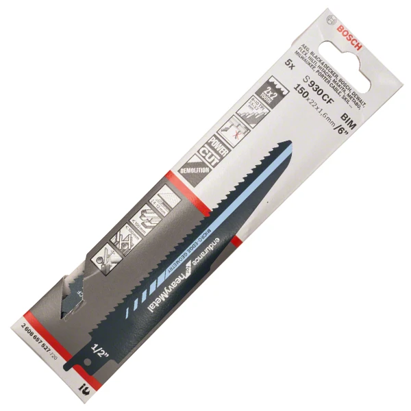 Lame Scie Sabre Métal Bosch S930CF Endurance Metal 150x22x1,6mm Lotx5 – Image 2