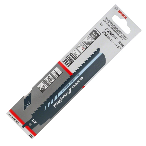 Lame Scie Sabre Métal - Bosch S936CHF Heavy Metal 150x25x1,1mm Lot De 5 – Image 5