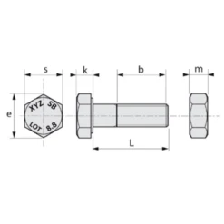 Boulon Charpente - TH - FP - Acier Galva - SB Classe 8.8 - M12x40mm