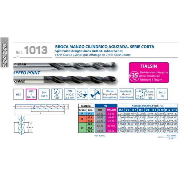 Foret HSS DIN338N Speedpoint Diamètre 13 Mm : 16556 3253116823002 Izar – Image 3