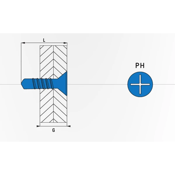 Vis Autoperceuse Acier Zinguée Tête Fraisée Empreinte Cruciforme PH2 - 4,8 MM X 32 MM - Boîte De 250 PCE – Image 2