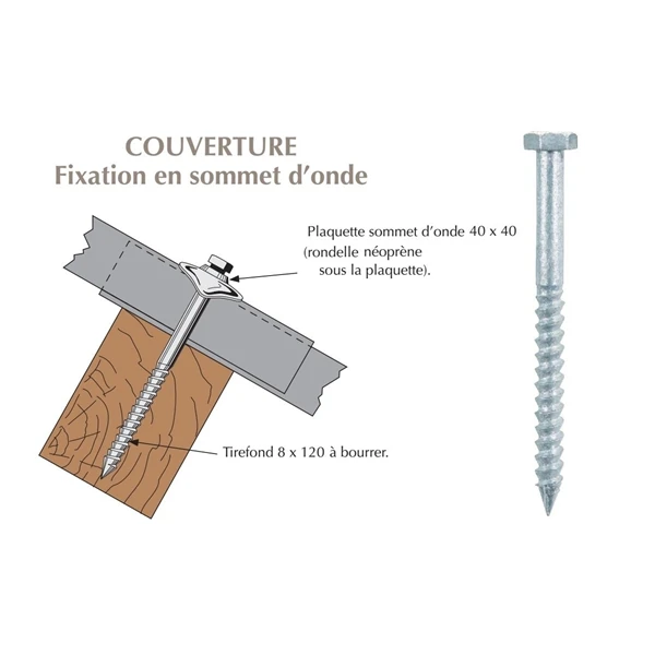 Tirefond Ă Bourrer Pour Fixation De Plaques Fibres-ciment Sur Charpente Bois - 8 X 120 Mm - Seau De 100 Etanco 10203000 â Image 4