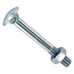 Boulon TRCC Tête Collet Carré Avec écrou - Acier Zingué - M8 X 60 Mm - Boîte De 35