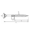 Vis Bois TK3 Tête Fraisée Torx F Partiel 3,5x50mm Acier Zingué Blanc 500