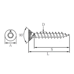 Vis Bois TK3 TĂȘte FraisĂ©e Torx F Total 3,5x16mm Acier ZinguĂ© Blanc 500