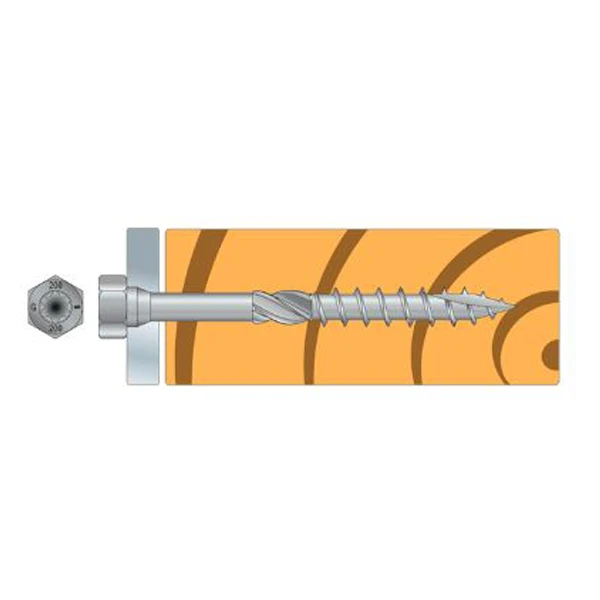Vis Pour Connecteurs Acier Sur Bois TH - SSH - Acier Galvanisé - 10 X 50 Mm - Boîte De 50 Simpson-Strong-Tie 75150 – Image 3