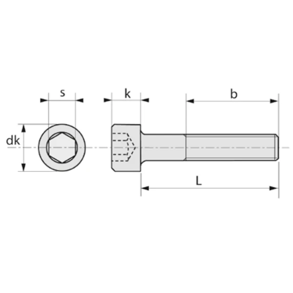 Vis TĂȘte Cylindrique Partiel 6 Pans Creux - Acier Brut 12.9 - M10x130mm â Image 3