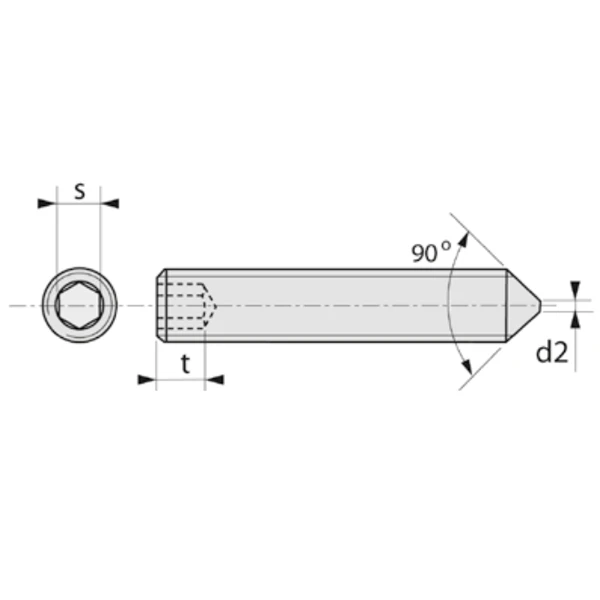Vis Sans Tête à Bout Pointeau - STHC - Acier Brut - M8 X 12 Mm – Image 2
